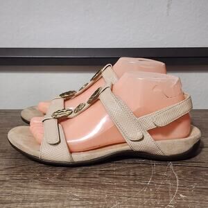 Vionic Farra Lizard Women's Strappy Sandals Shoes Size 8 Beige